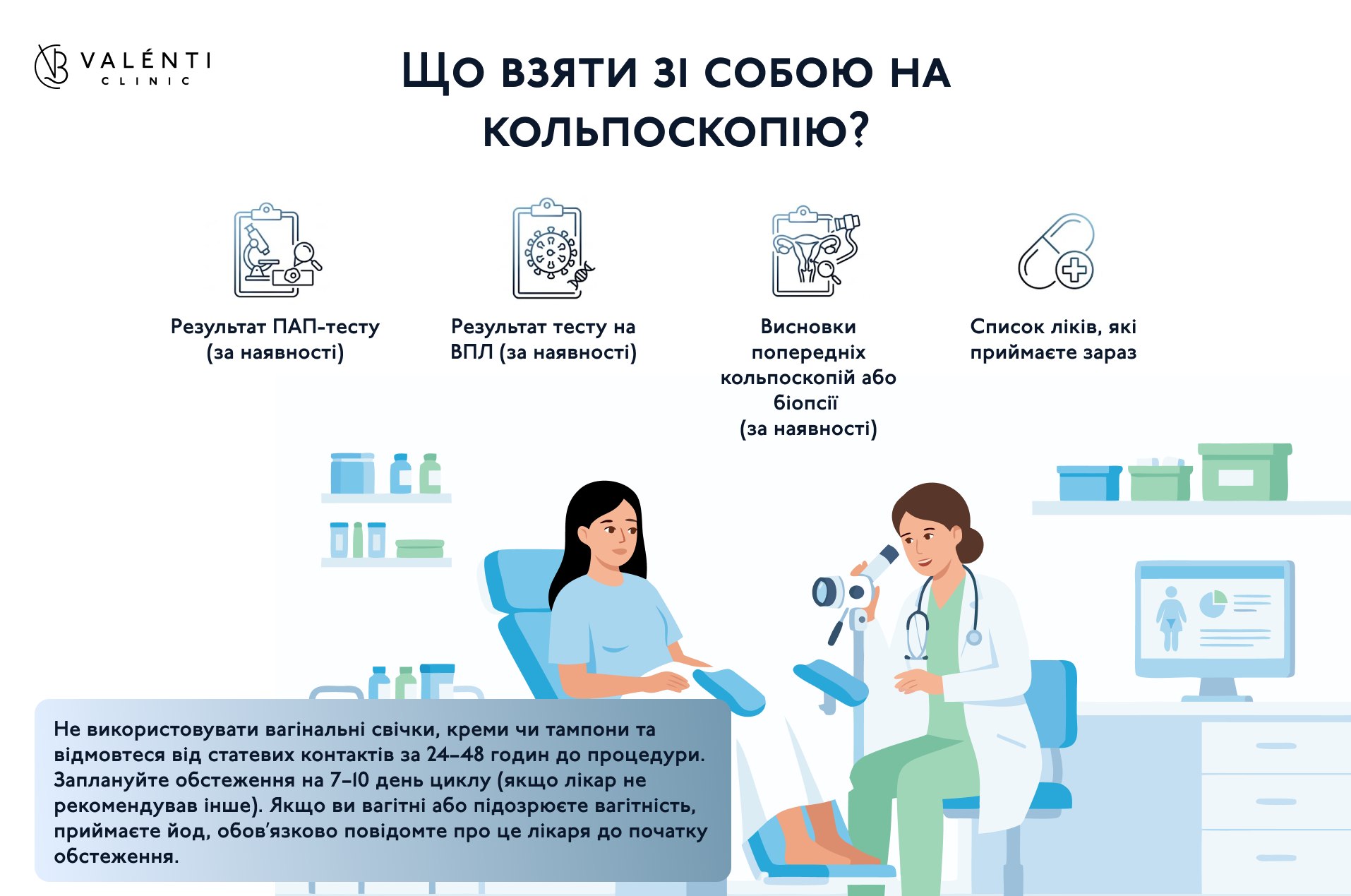 Що взяти з собою на колькоскопію